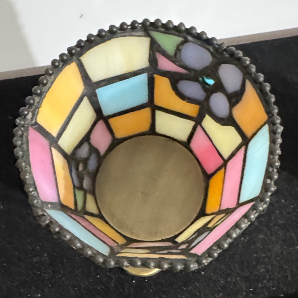 PartyLite Hydrangea Tiffany Style Stained Glass Votive Tea Light Candle Holder - Picture 7 of 10